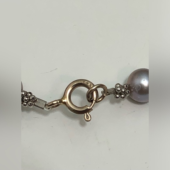 14K Gold Clasp & Spacer Beads Fresh Water Pearl Beaded Bracelet 7 in - Picture 7 of 10